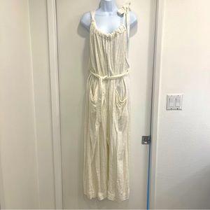 Free People Henriette Sleeveless Tie Waist Jumpsuit. Gauzy white Oversized Large